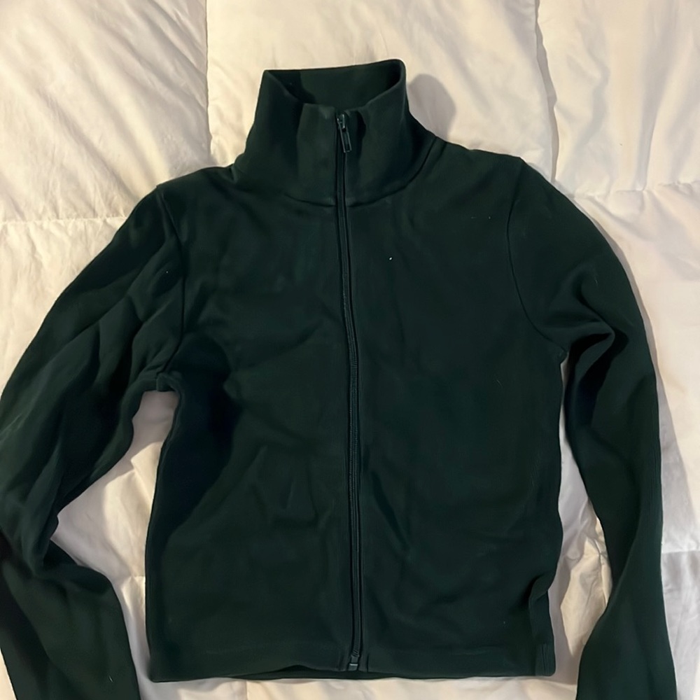John Galt cropped hunter green full zip